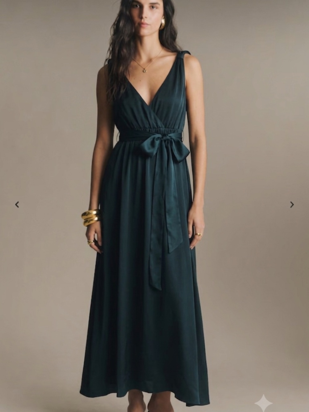 Garnet Hill Washed Silk Maxi Dress with Empire Waist Tie in Black Size 2
